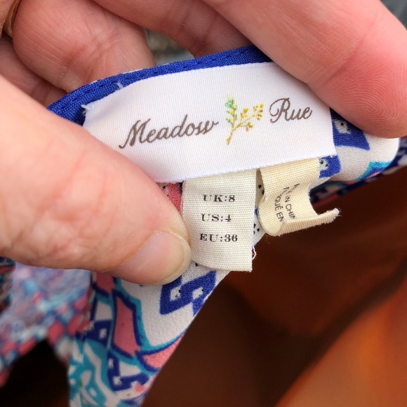 Meadow Rue Anthropologie Sz 4 Top Flutter Sleeves - Picture 8 of 8